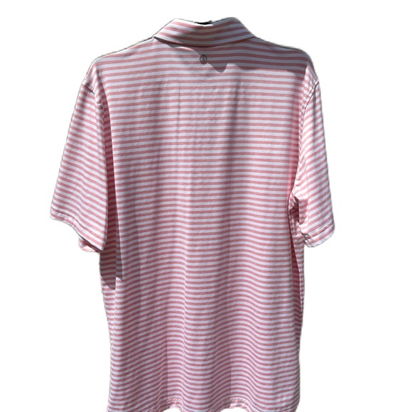 Stitch Damon Polo short sleeve golf shirt pink white stripe M/L - Picture 13 of 15